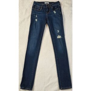 Bullhead Black Dark Blue Wash Distressed Skinny Jeans